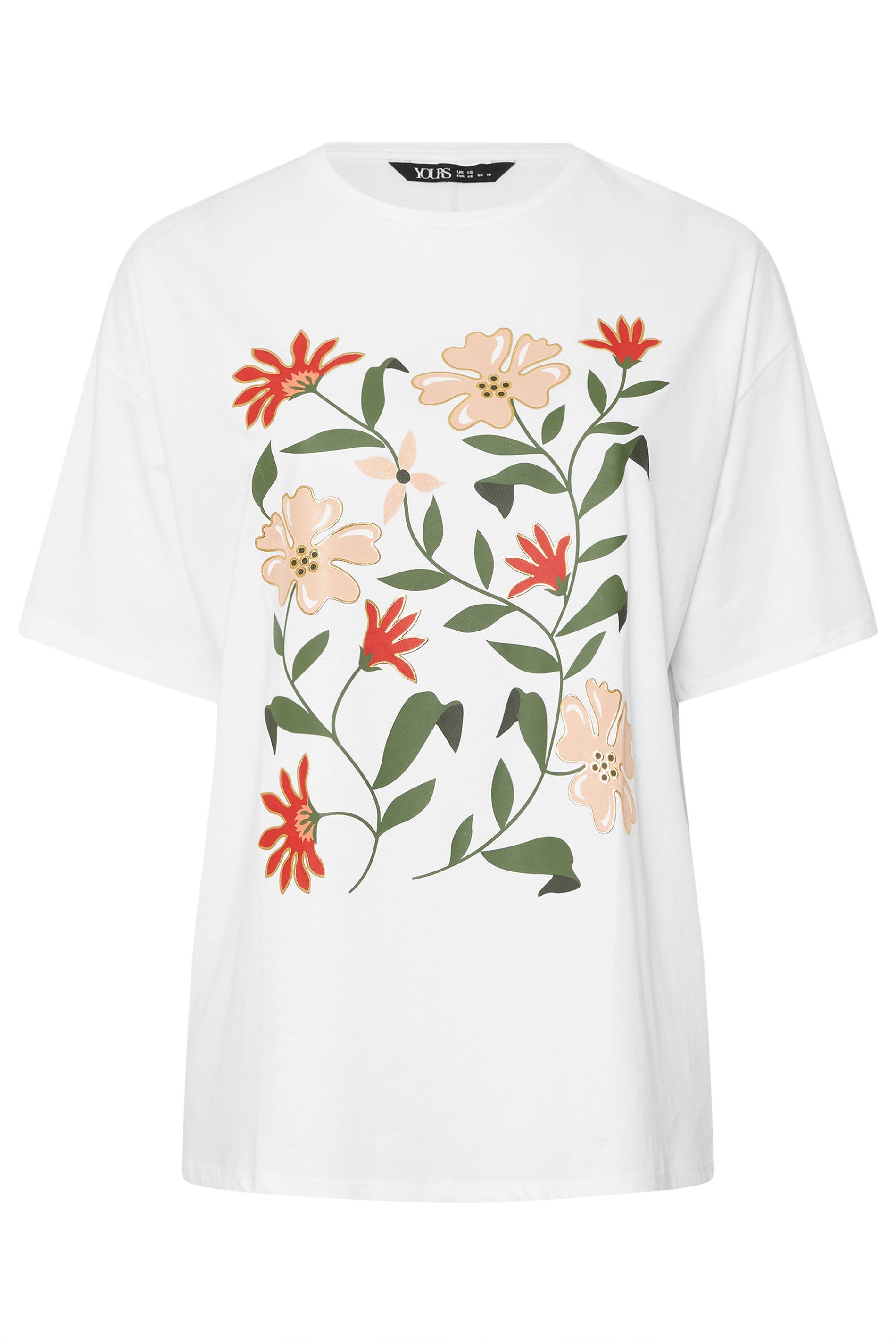 Yours Floral Print Short Sleeve T-Shirt