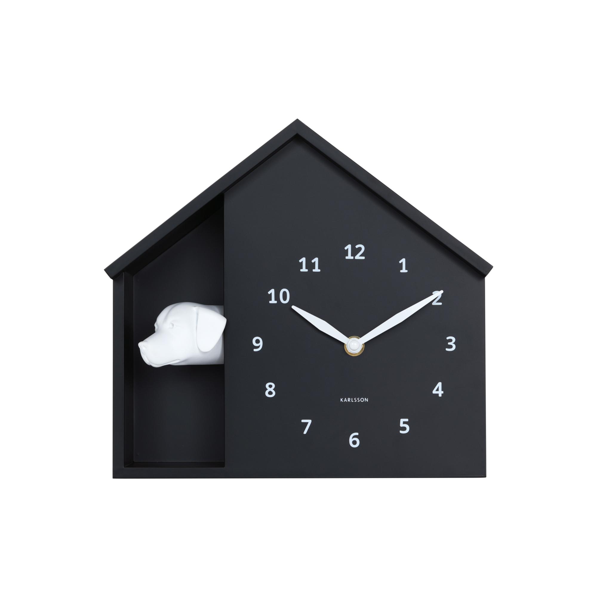 Karlsson wandklok Peeking Doggy - zwart - Ø24.9cm