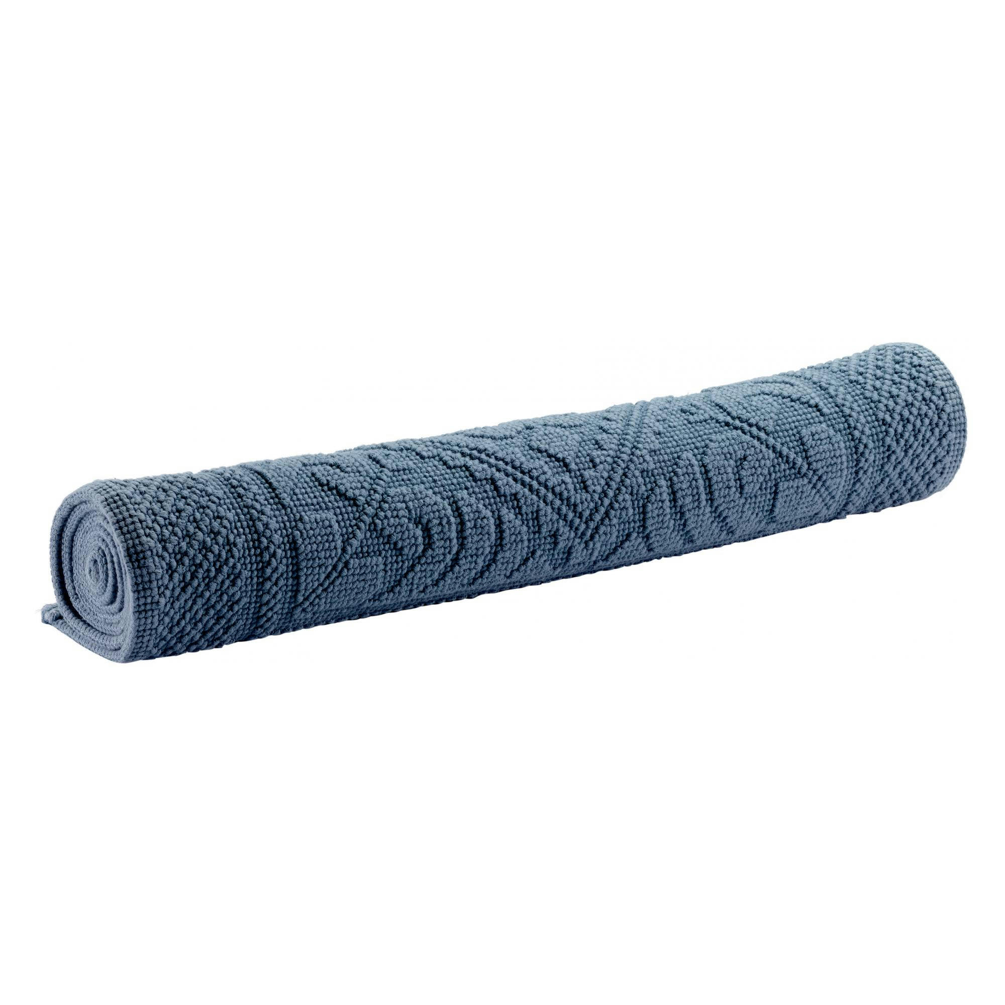 ENZO - Tapis de bain uni  en coton tempete 54 x 64