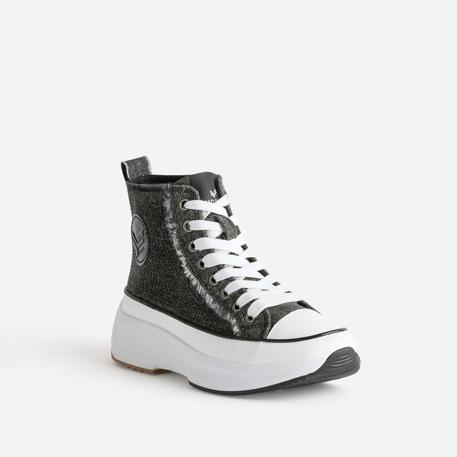 Basket KAPORAL grise denim strassé à plateforme