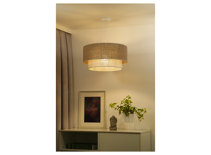 Lampa wisząca Yute Boho tkaninowa beżowa