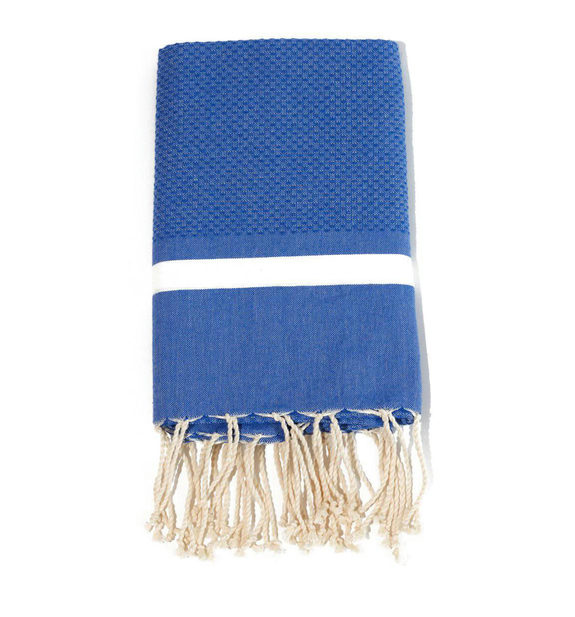 - Fouta en coton tissage nid d'abeille 100x200cm bleu royal