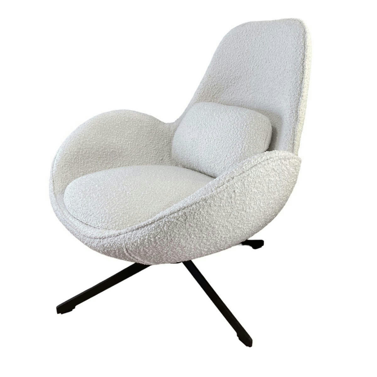 SPACE - Fauteuil rotatif en tissu teddy blanc