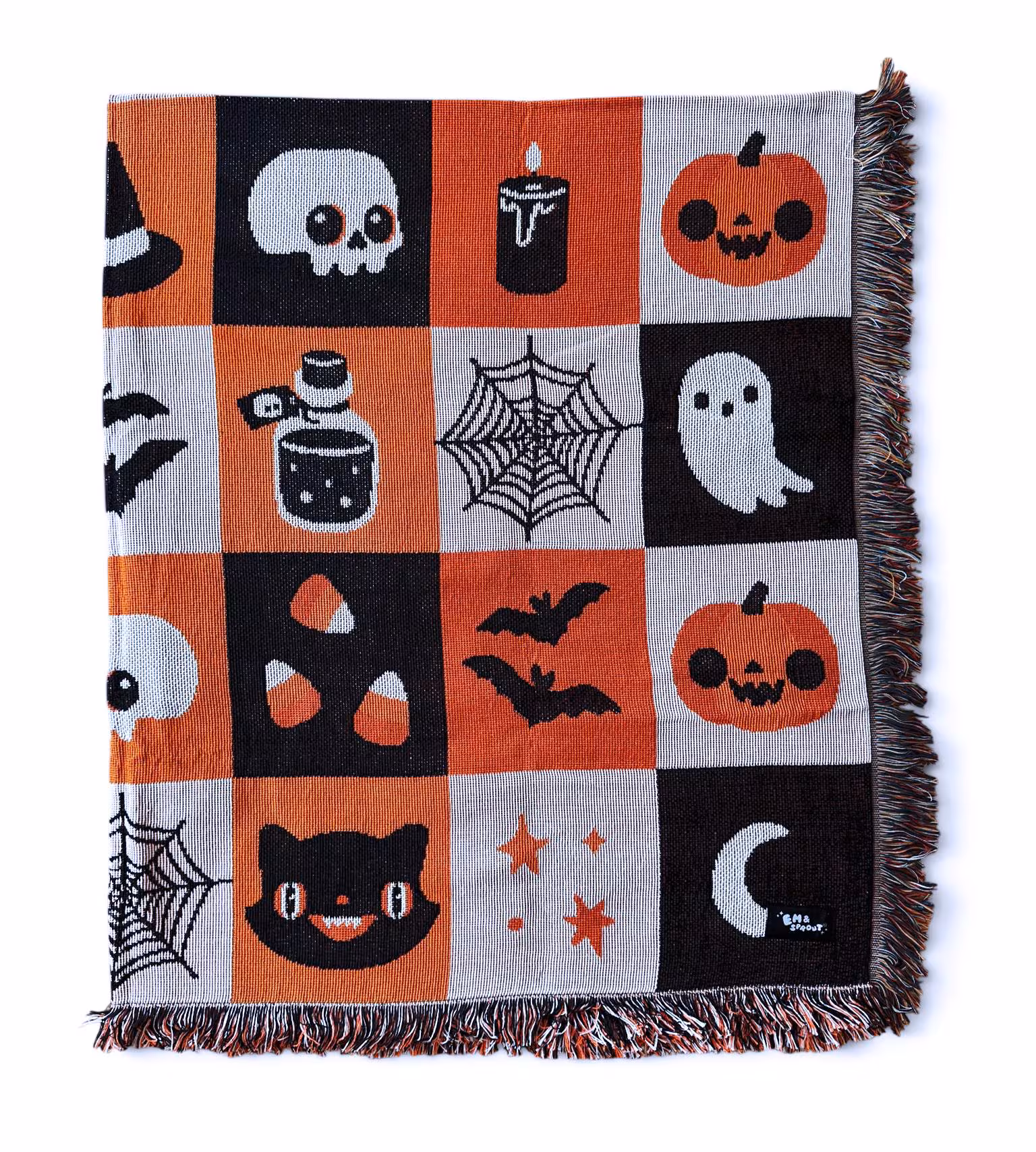 Checkered Halloween Woven Blanket