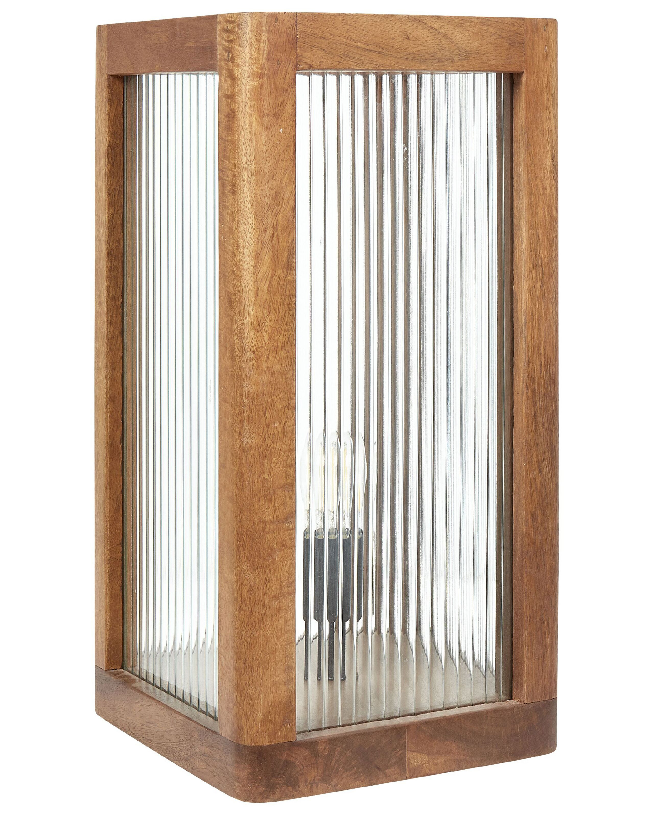 Lampa stołowa prostokątna jasne drewno mango