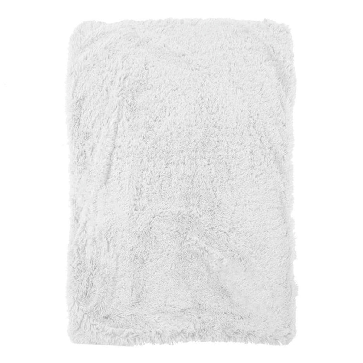 NEO - Plaid à poils longs extra-doux blanc 120x150