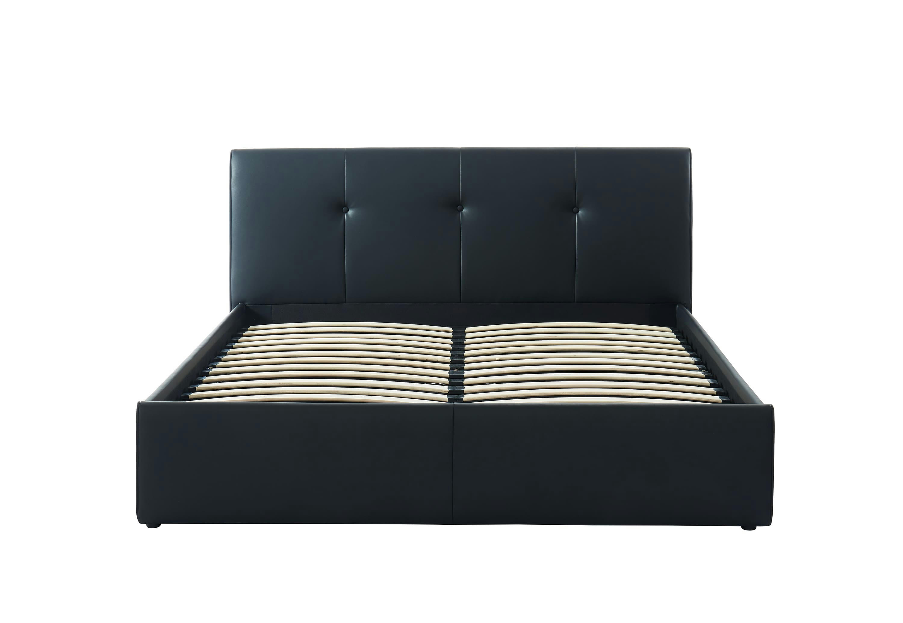 SEGURO - Lit coffre   simili noir  140x190 sommier inclus