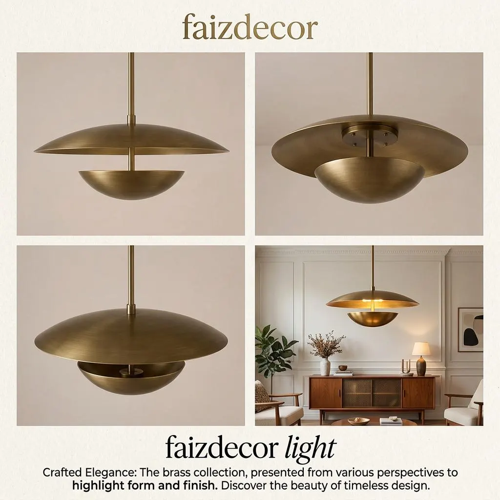Mid Century Brass Chandelier Lighting for Kitchen & Room Hanging Light