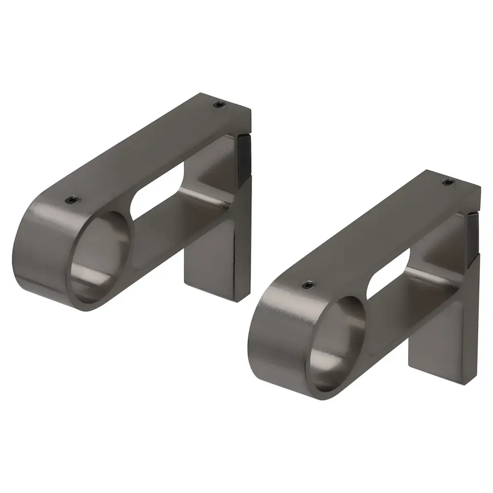 Wandsteun gordijnroede Hooked - gun metal - &Oslash;28mm - S/2 (2016383)