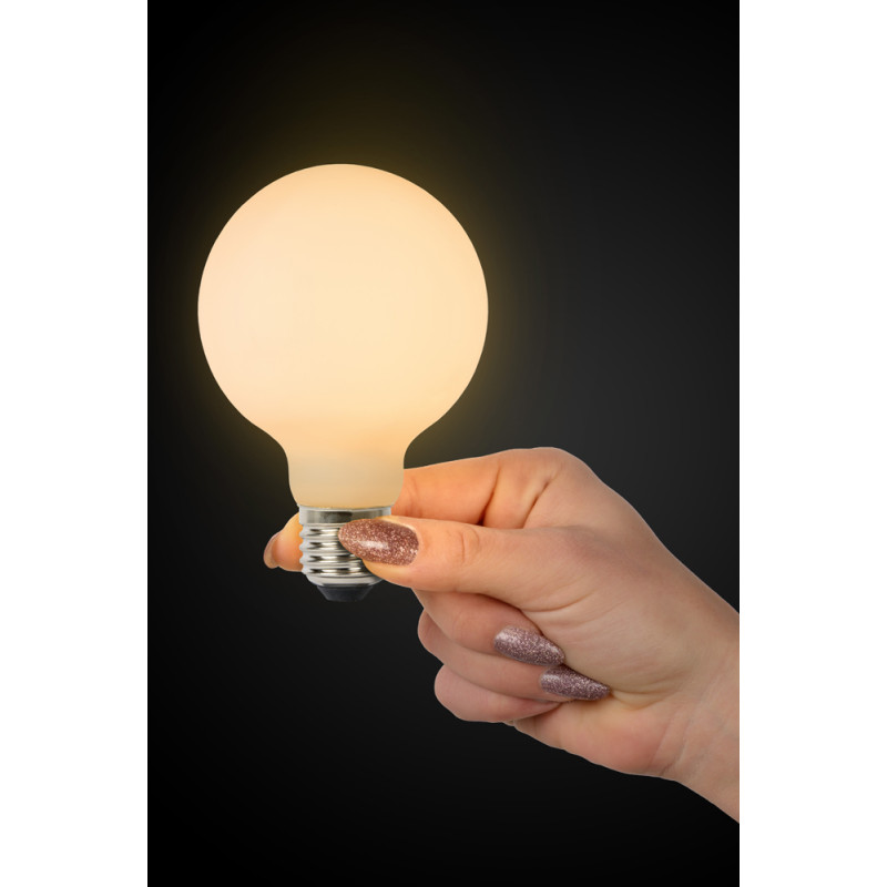 Ampoule opaline à filament LED Bulb E27 8 W Ø 8 cm dimmable LUCIDE