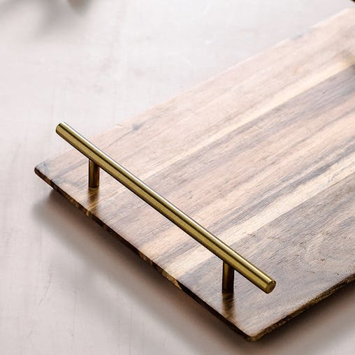 SOGA 2X Brown Rectangle Acacia Wooden Serving Tray Board 30cm