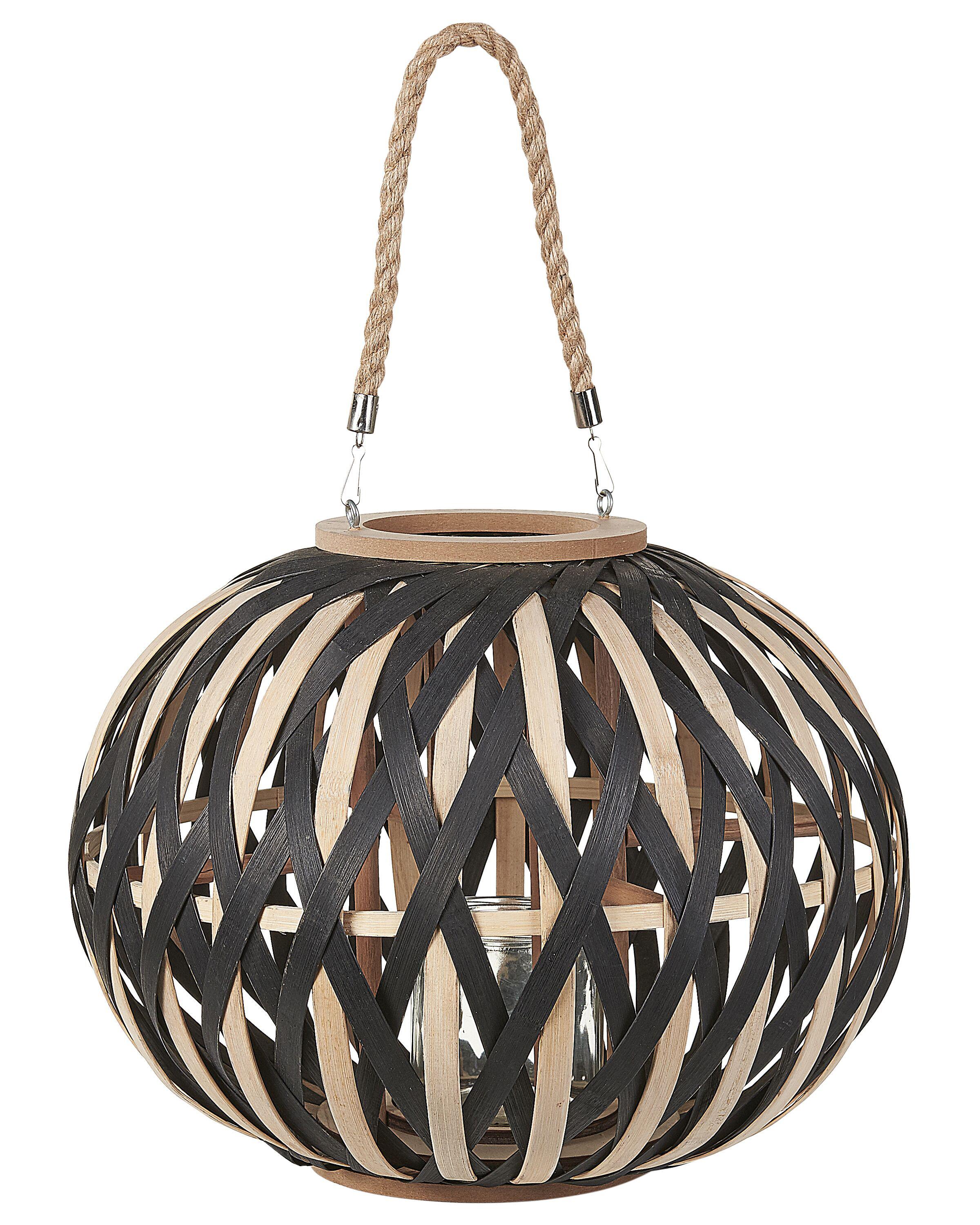 Lantern BESAH Bamboo 37 cm Black