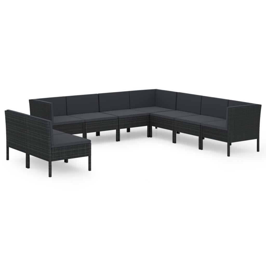 Zestaw wypoczynkowy do ogrodu Czarny Technorattan 6x sofa środkowa   3x