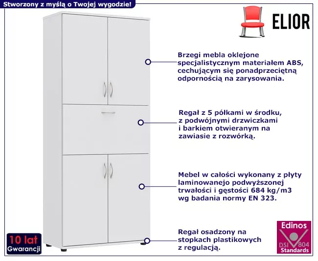 Biały regał biurowy z drzwiczkami - Orren