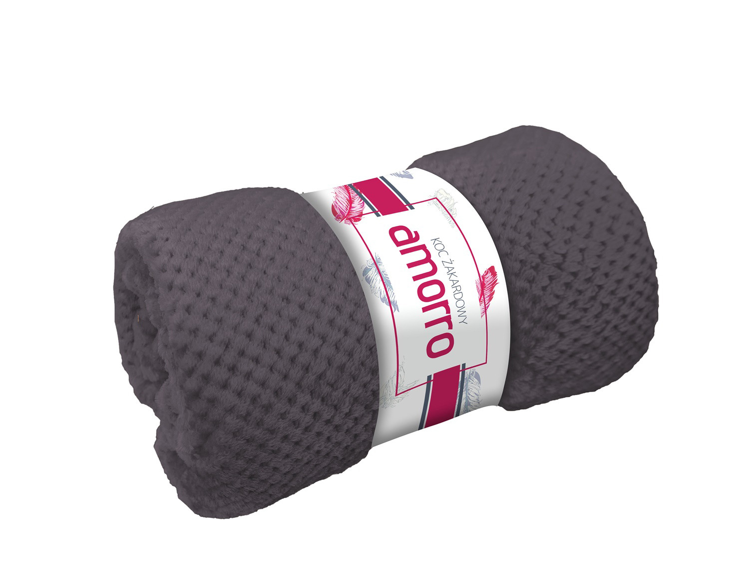 Koc narzuta 200x220 Amorro żakardowy antracytowy wytłaczany 240g/m2