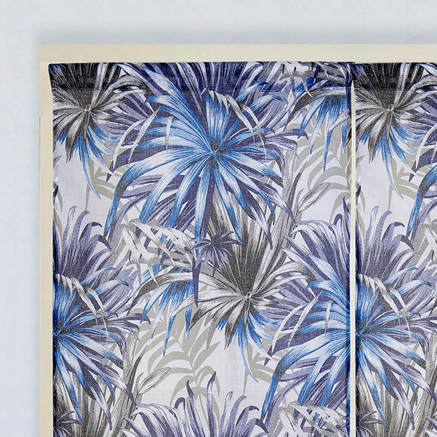 - Paire de vitrages droits au style tropical polyester bleu 60x120 cm