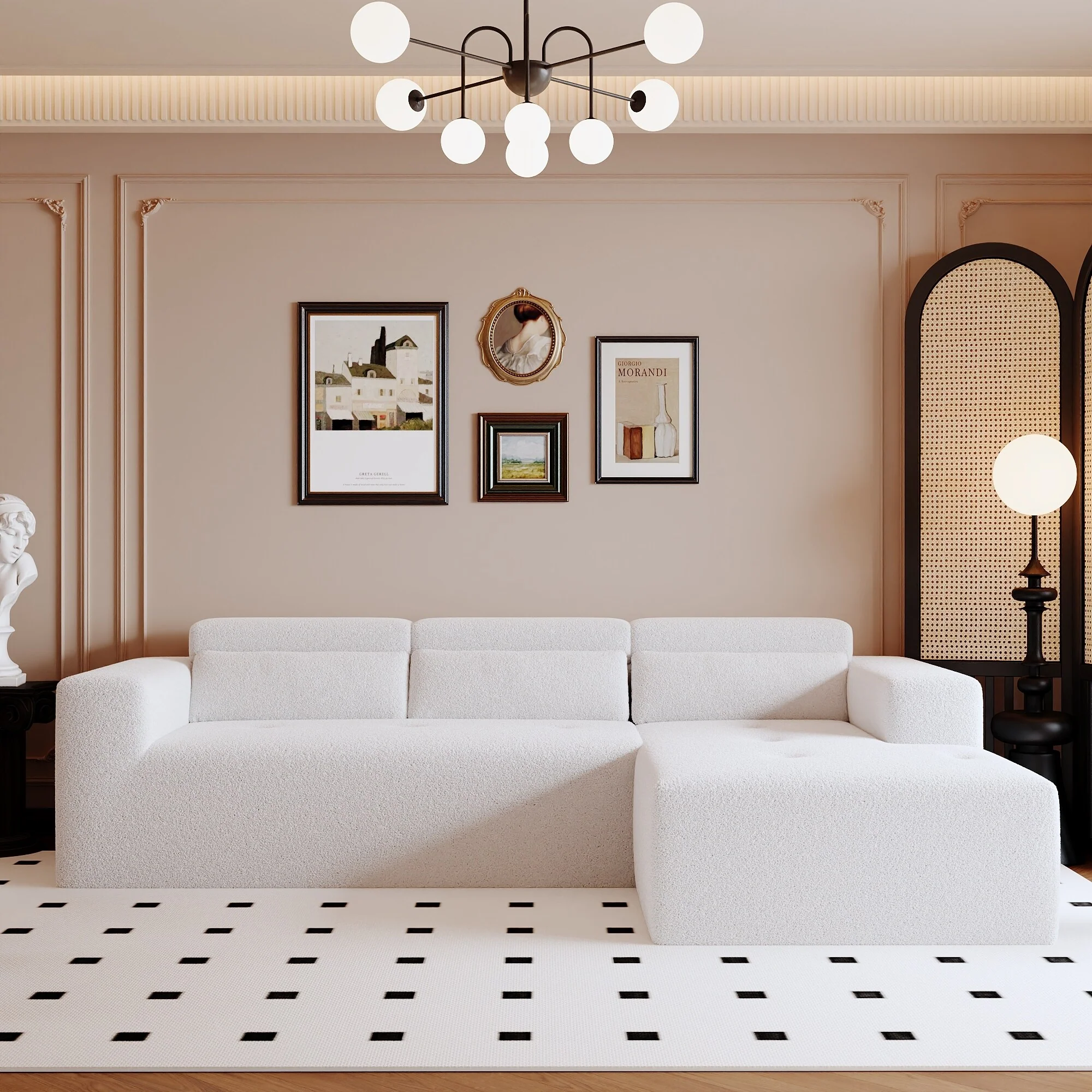 Floor Modular Recliner Sofa Teddy Corner Couch wChaise & Waist Pillow