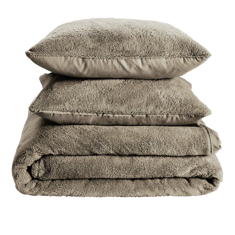 Parure de lit 2 personnes teddy polaire 240x260cm (2 modèles)
