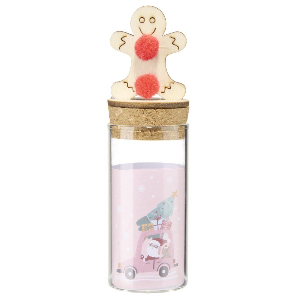 Bouteille à souhait décor de No&euml;l 10x3,5cm rouge (4 modèles)