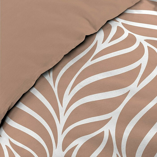 Housse de couette 240 x 220 cm imprimée 57 fils MORGANE Mocha 2 taies incluses