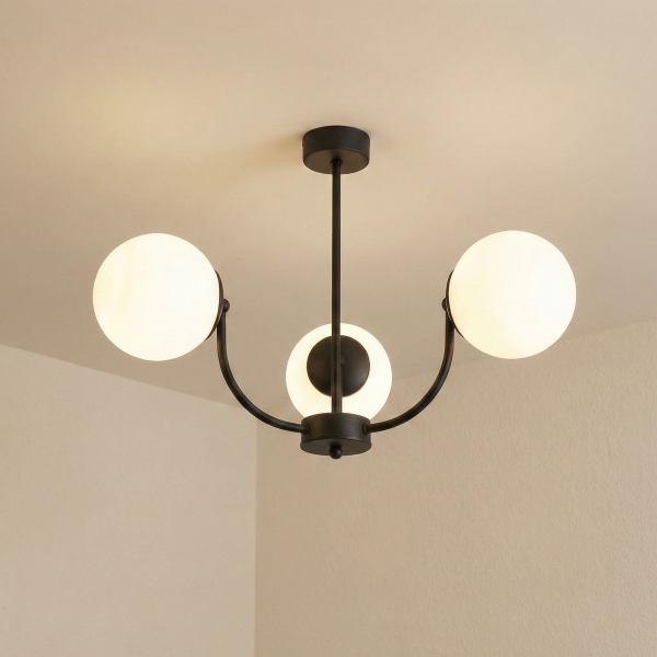 Lampa sufitowa EDYLIT czarna kule białe nowoczesna 3xE14 ESTI LAB 15-152
