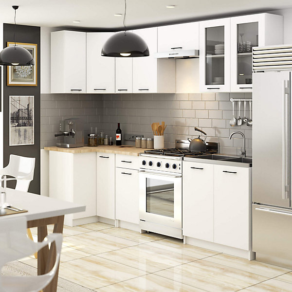 Ensemble de cuisine vitré AKORD OLIWIA 3.0m H720 Blanc 300 cm 11 portes 1 tiroir façade Blanche 300x46x203 cm