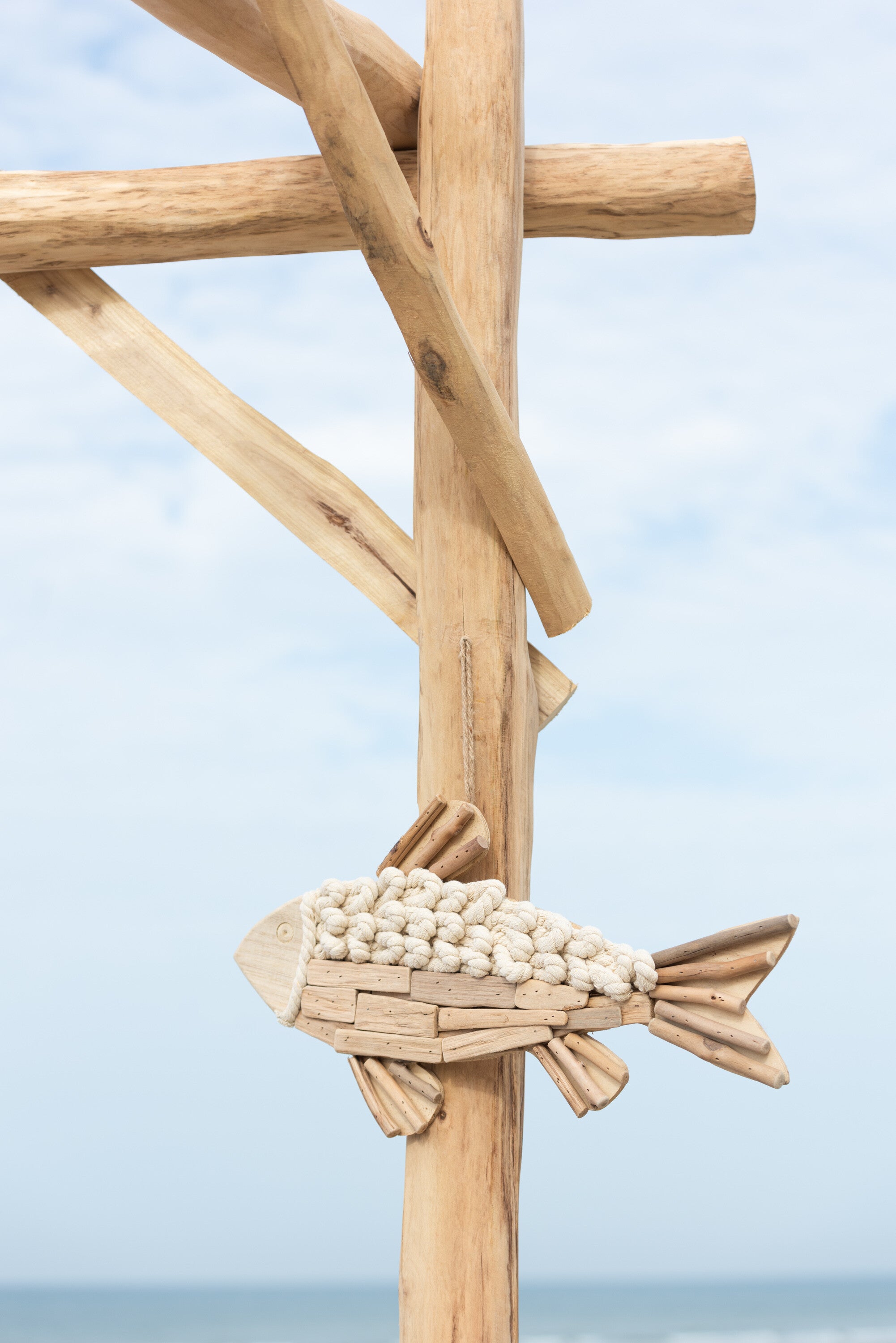 J-Line Hanger Vis - hout - naturel - large