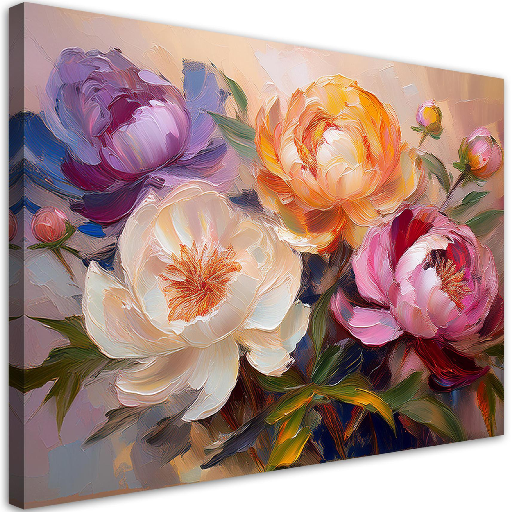 Feeby Obraz na płótnie, Kolorowy Bukiet Kwiatów Piwonii 60x40