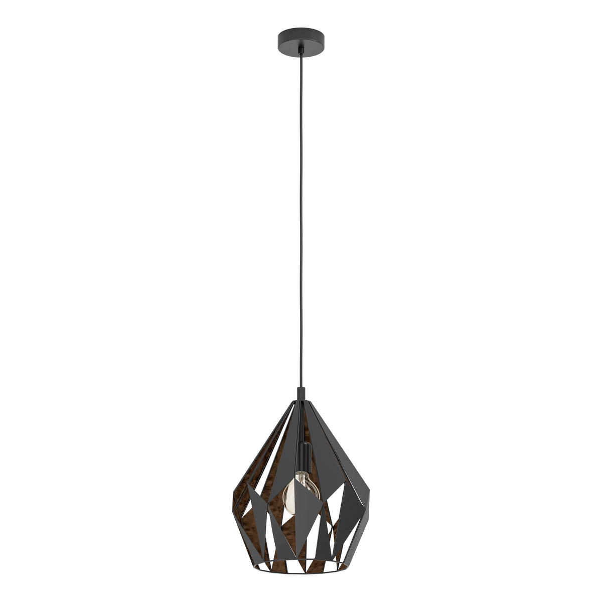 EGLO hanglamp Carlton 1 - e27 - ø 31 cm - zwart/koper