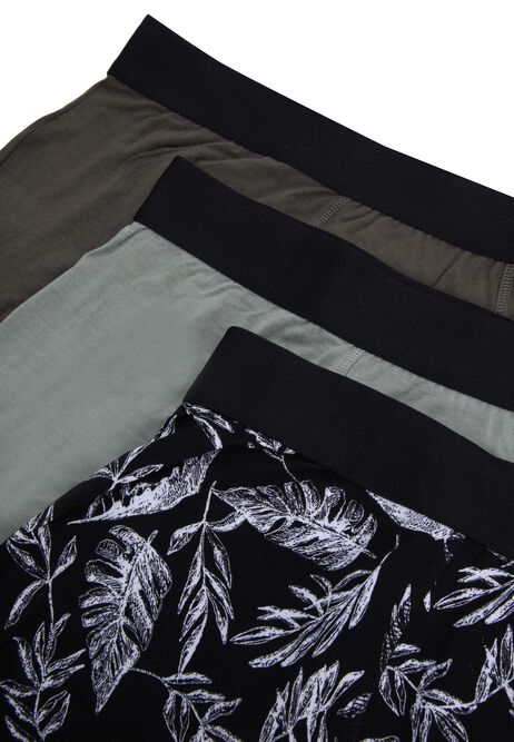 Mens 3pk Black Leaf Bamboo Hipster Trunks