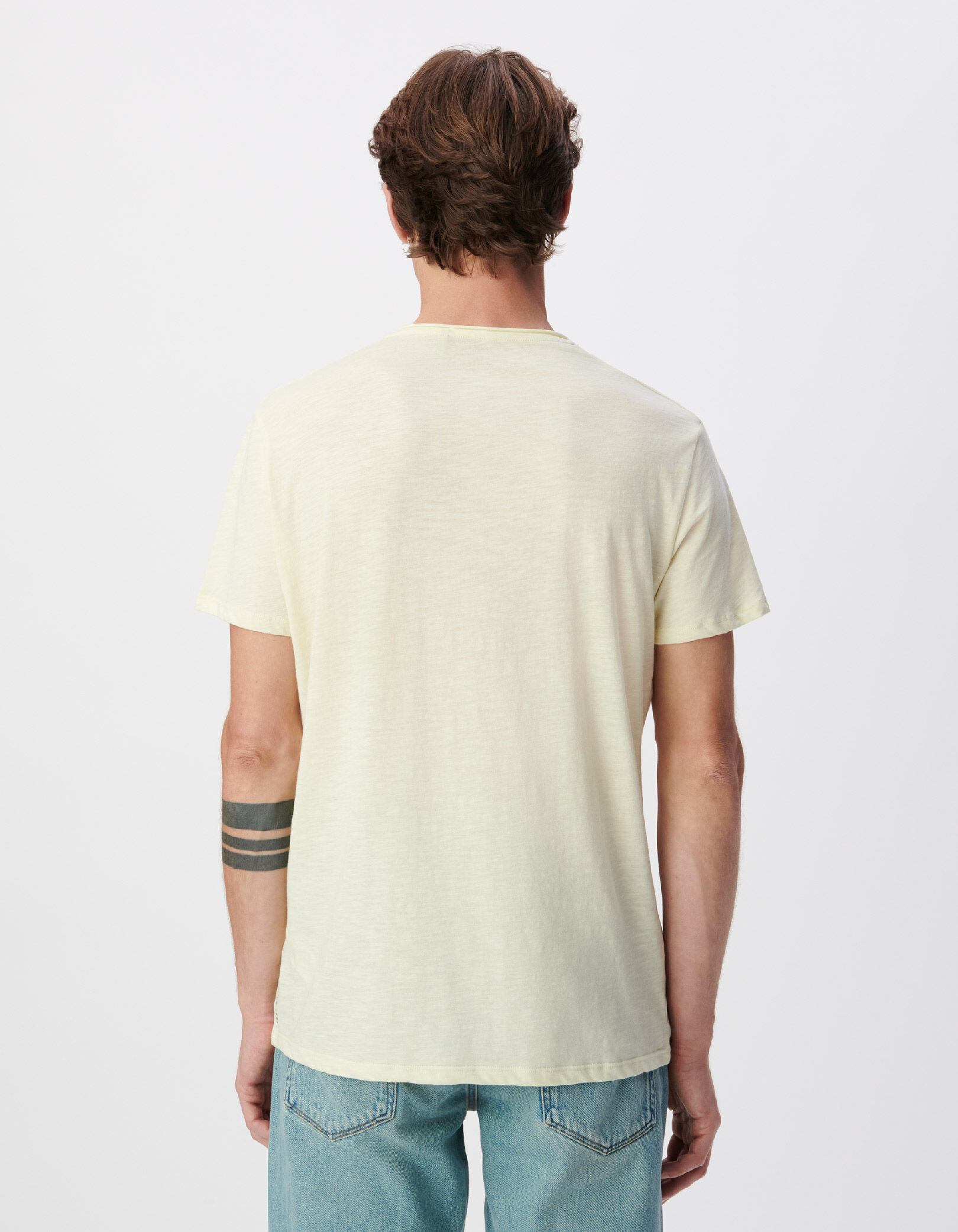 T-shirt encolure V parme coton bio flammé Homme