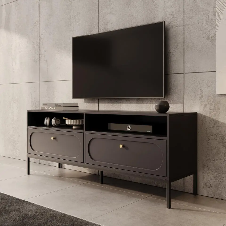 Meubella - Montserrat - TV-Meubel - Zwart - 150 cm