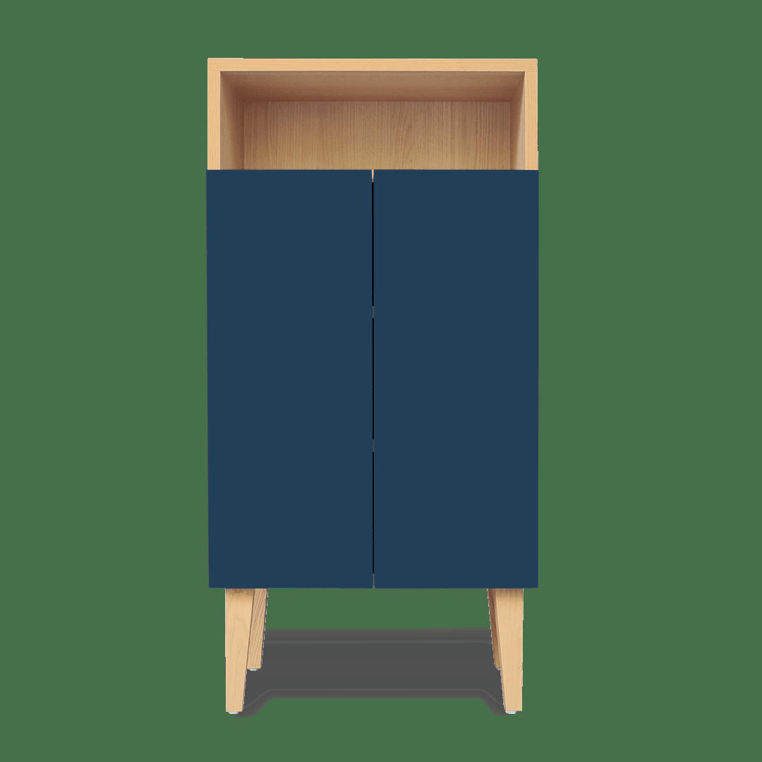 ENKI - Petit meuble d'entrée bleu nuit, 2 portes - 100*50*42