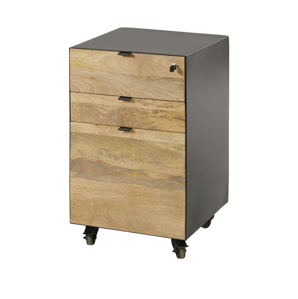 Hoxton Business - Caisson de bureau professionnel en manguier et métal