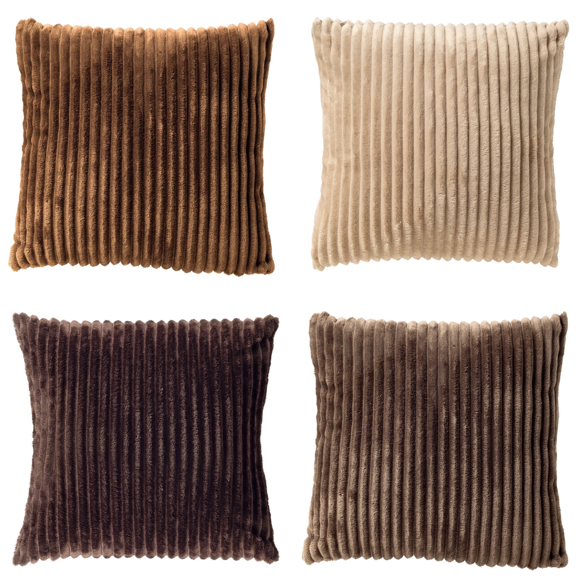 KUSSENSET - 4-delig - Corduroy Quartet - 45x45 cm - inclusief binnenkussens - bruin, beige, taupe