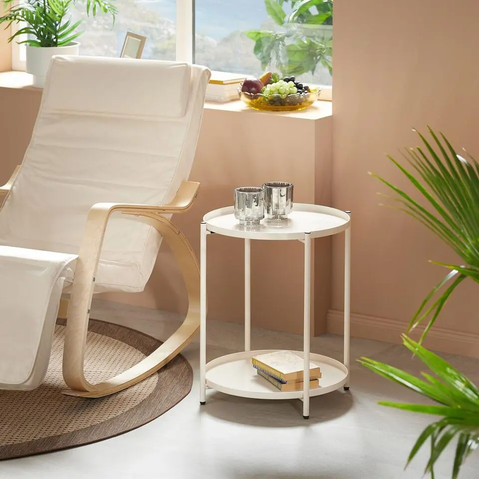 tectake Bijzettafel Oxford 45,5x45,5x53cm, Cr&egrave;me