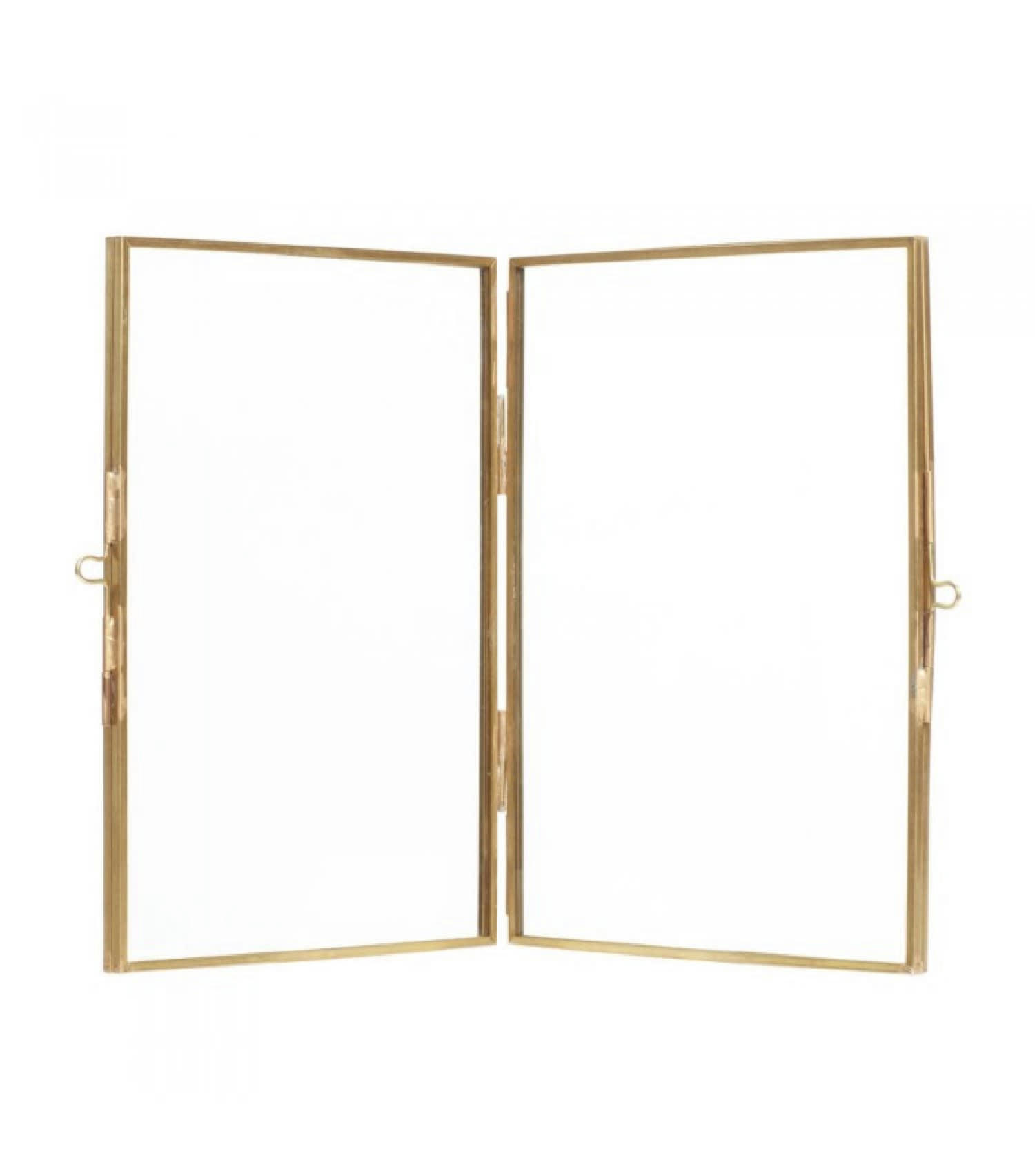 LAITON - Cadre photo à poser double en laiton doré 21x15cm