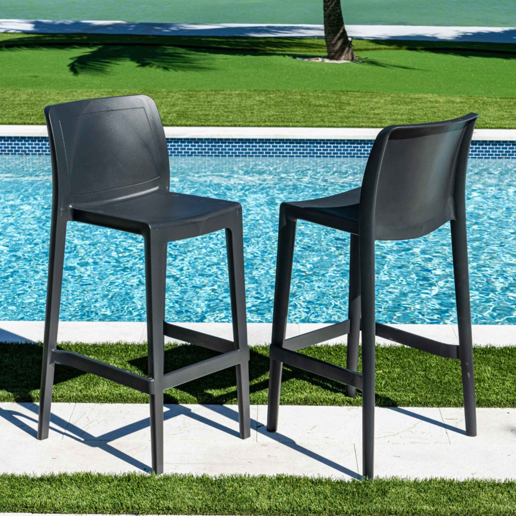 Luna Set of 2 Barstools - Anthracite
