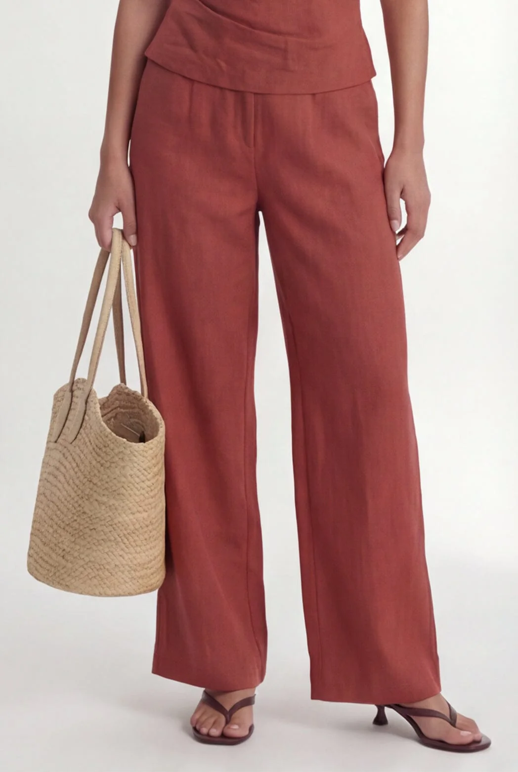 PANTALON LIN - CHELSEA - TERRACOTTA