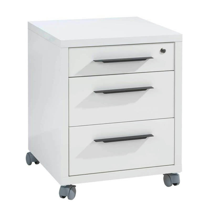 NET - Caisson de rangement à roulettes 3 tiroirs blanc laqué