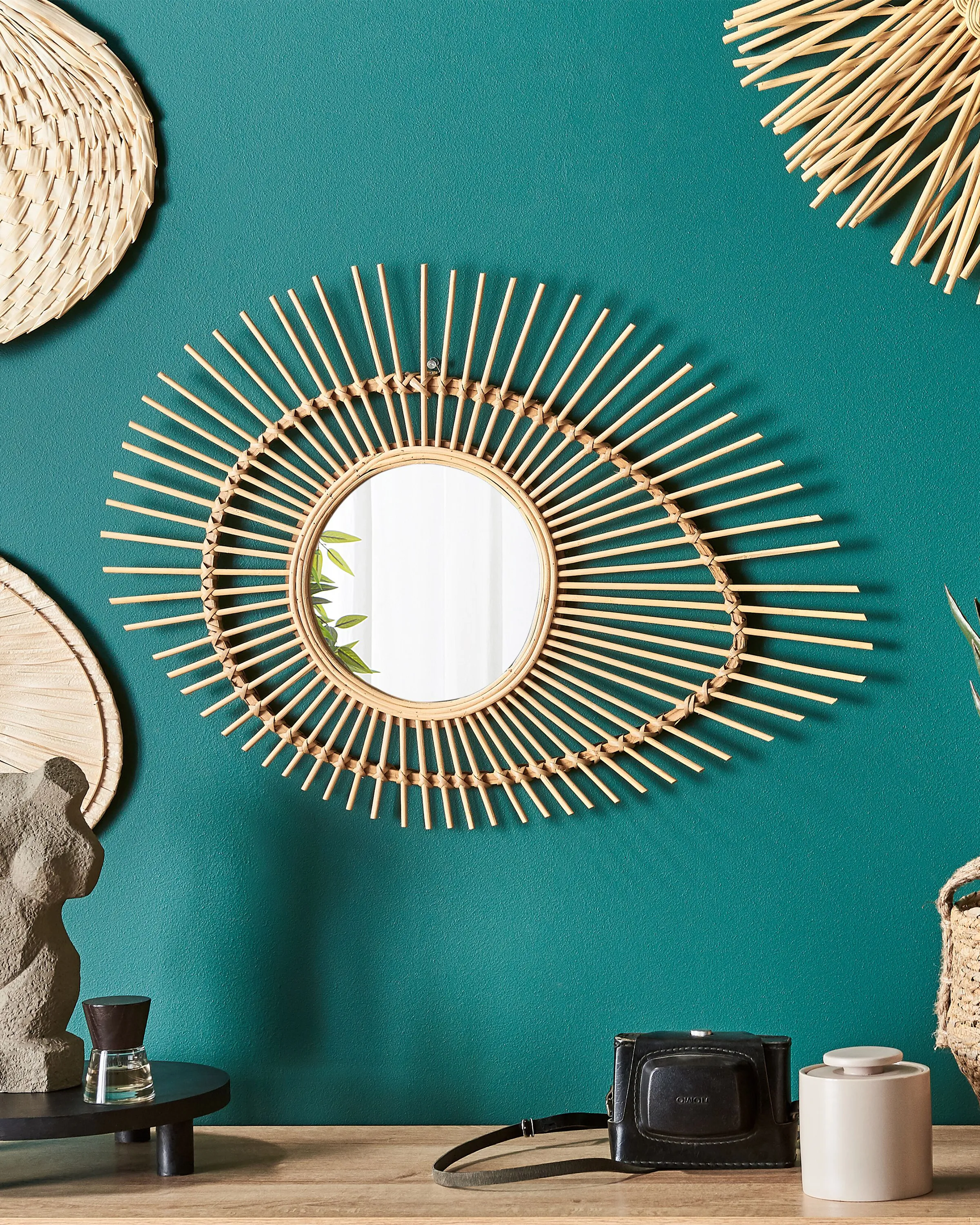 Wall Mirror BARIO 63 cm 45 cm Bamboo Natural
