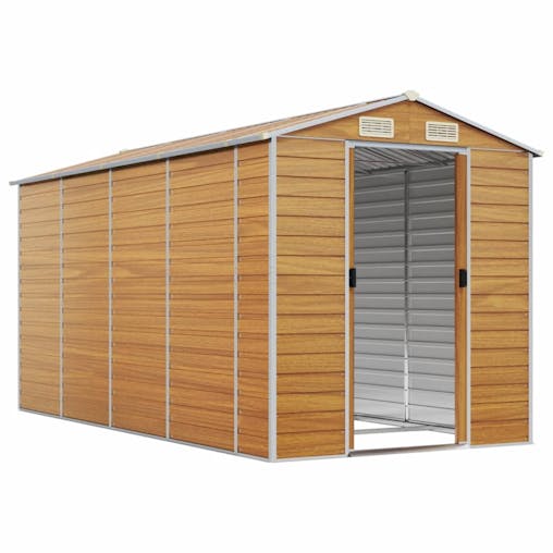 NNEVL Garden Shed Light Brown 191x385x198 cm Galvanised Steel