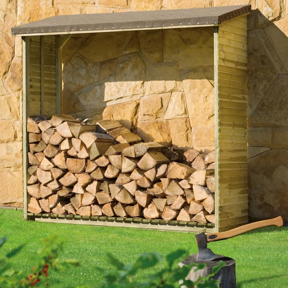 Kaminholzdach, BxHxL: 188 x 183 x 69 cm, braun