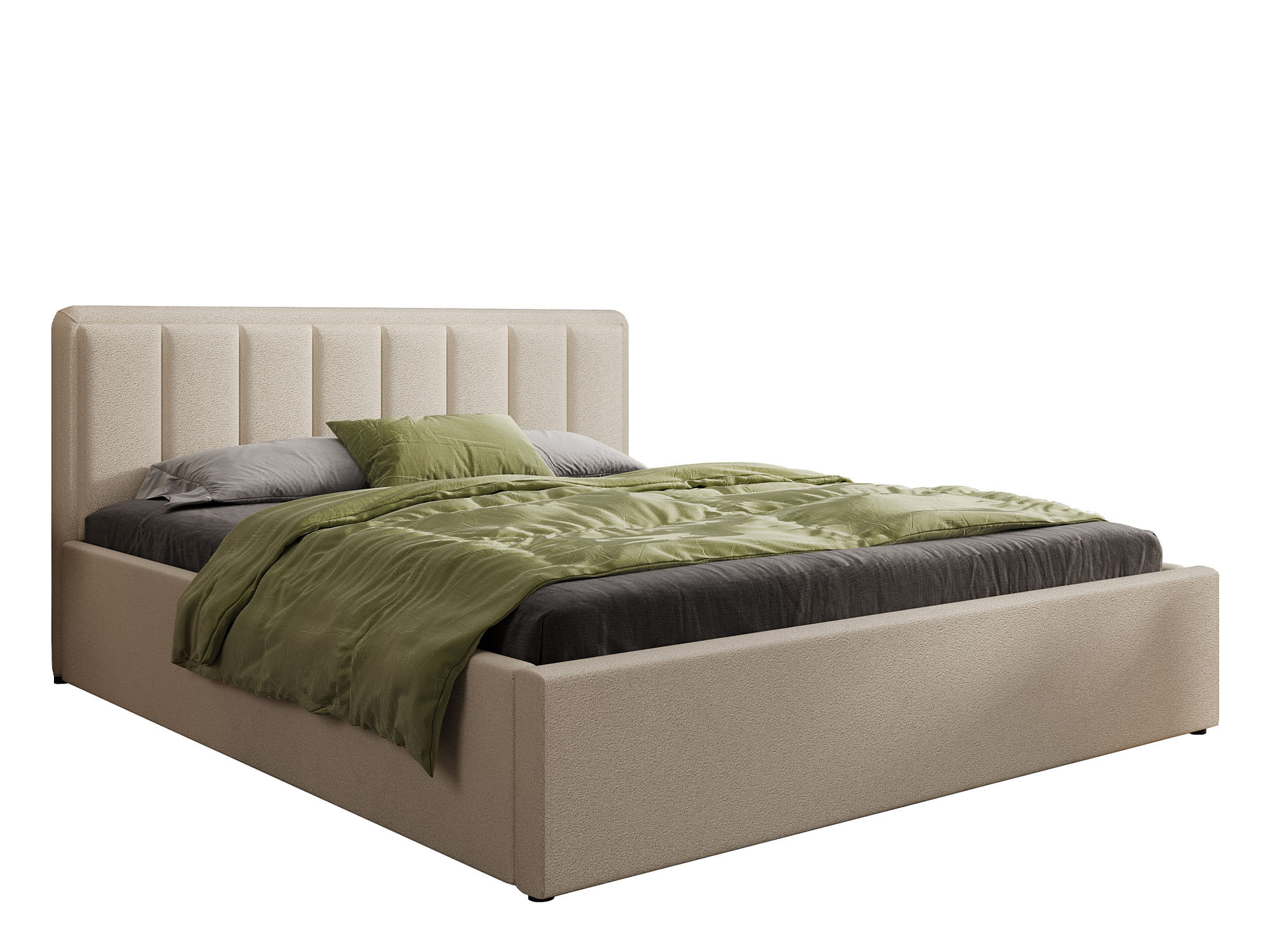 Łóżko tapicerowane z pojemnikiem SFG0143 | 160x200 | Boucle | Beż 3
