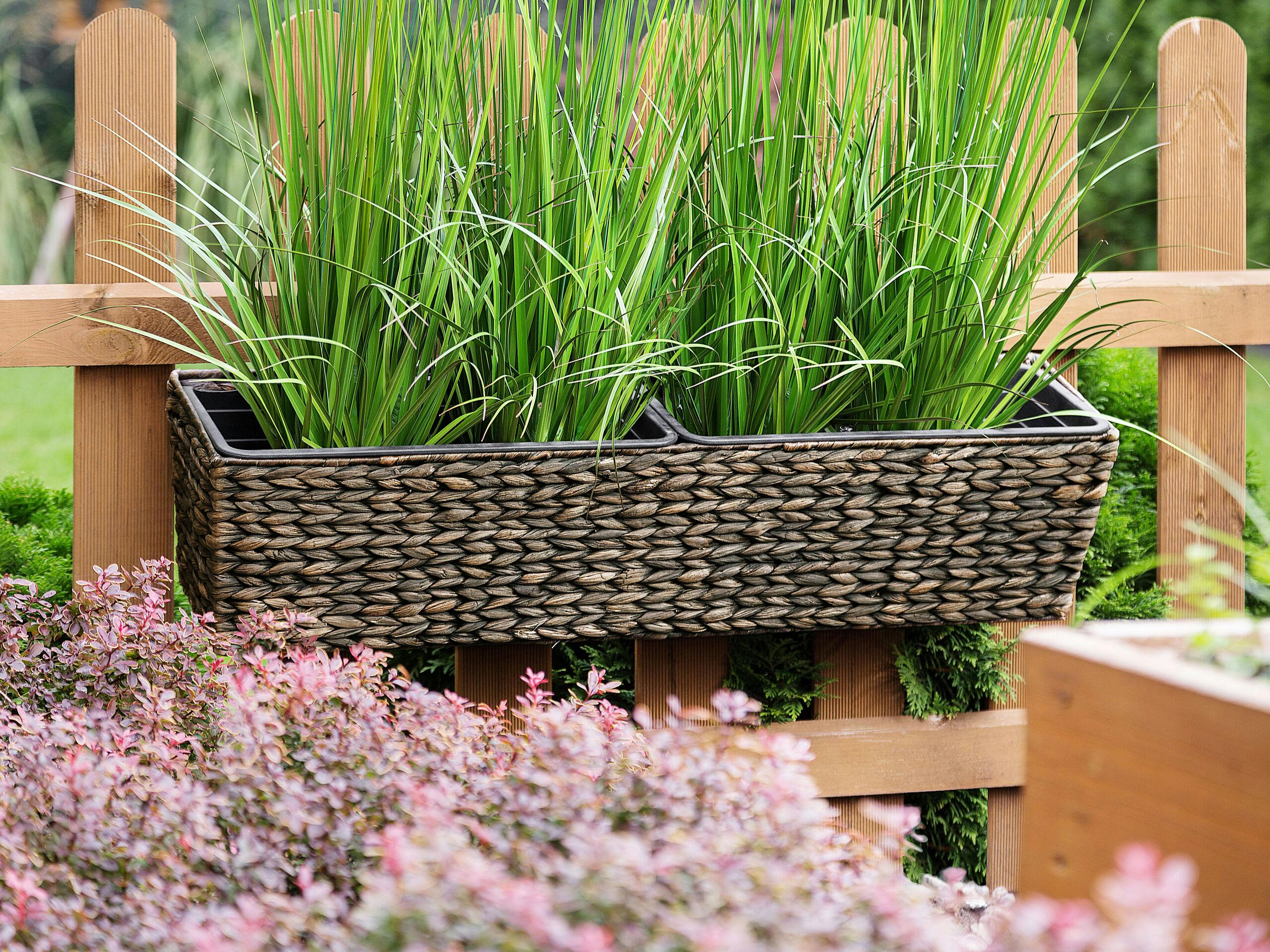 KAWALA - Jardinière balconnière rectangulaire marron 80x18