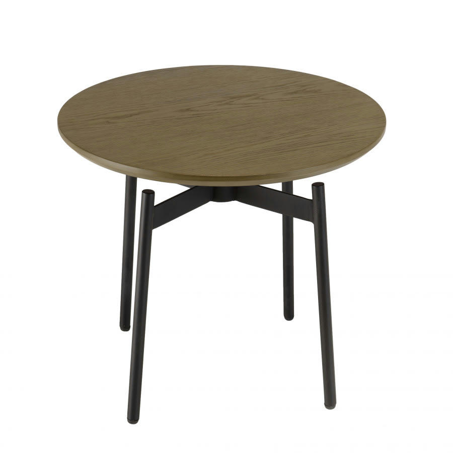 ALMA - Table d’appoint ronde marron foncé D55 pieds métal noir