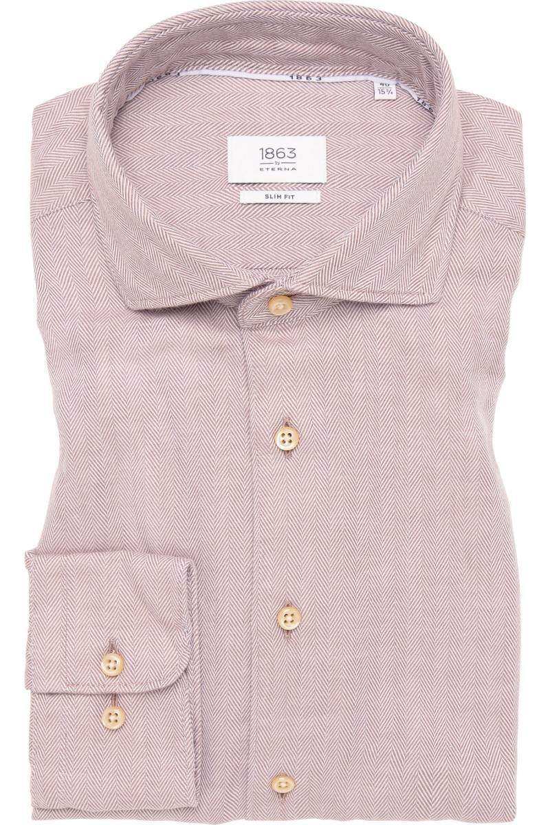 ETERNA 1863 Slim Fit Tencel Hemd beige-braun, Strukturiert