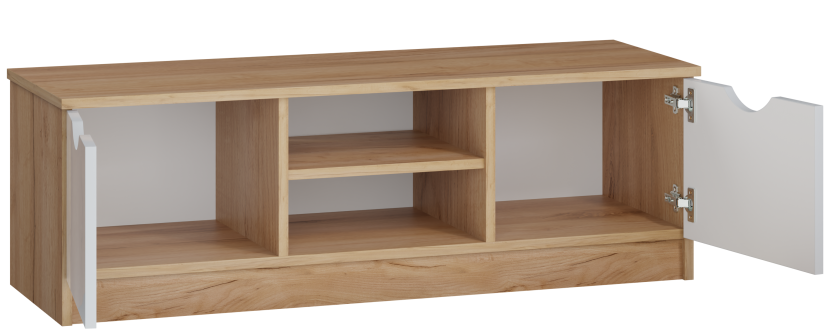 Stolik Rtv do salonu 120 2D dąb craft biały funkcjonalny i solidny