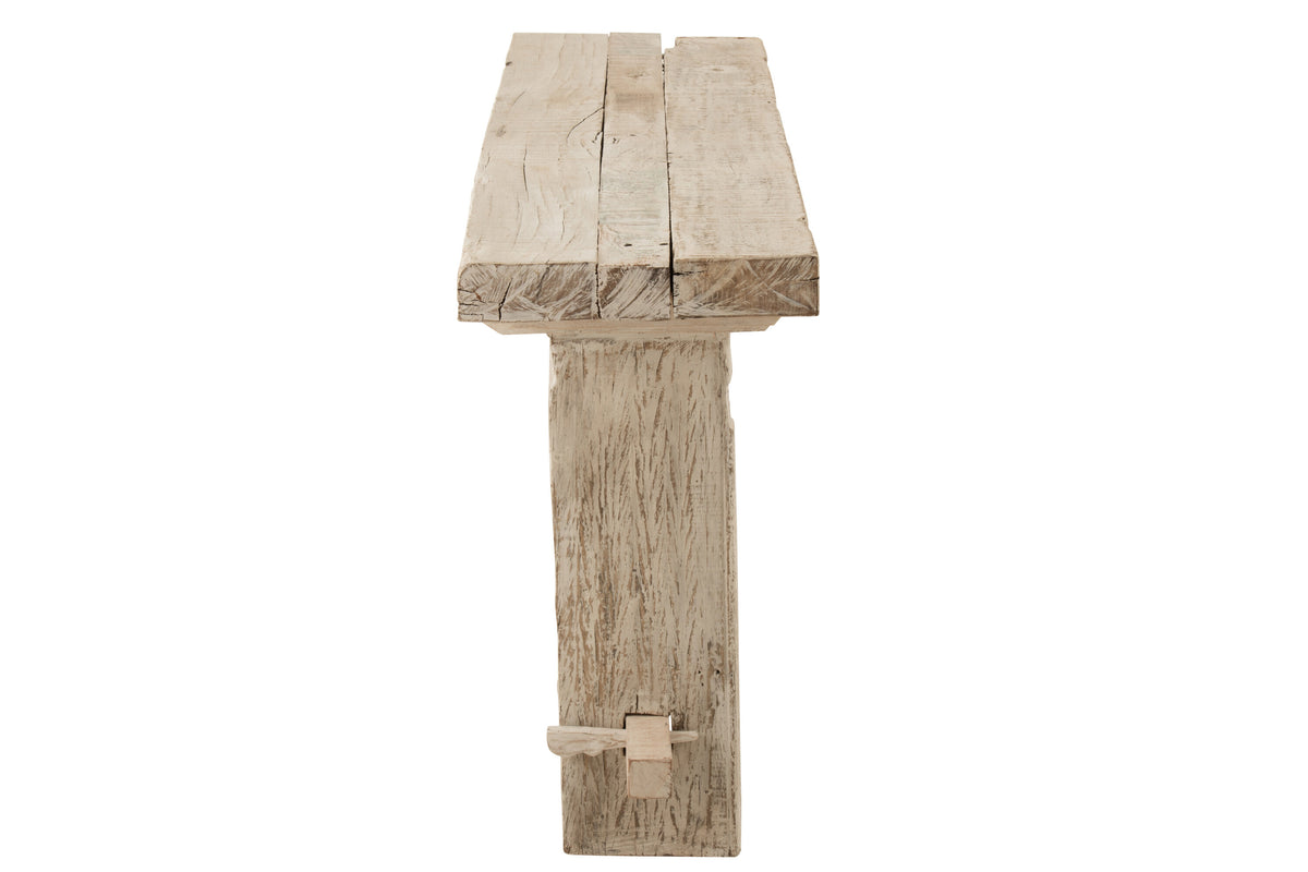 J-Line console Brut - hout - wit/naturel