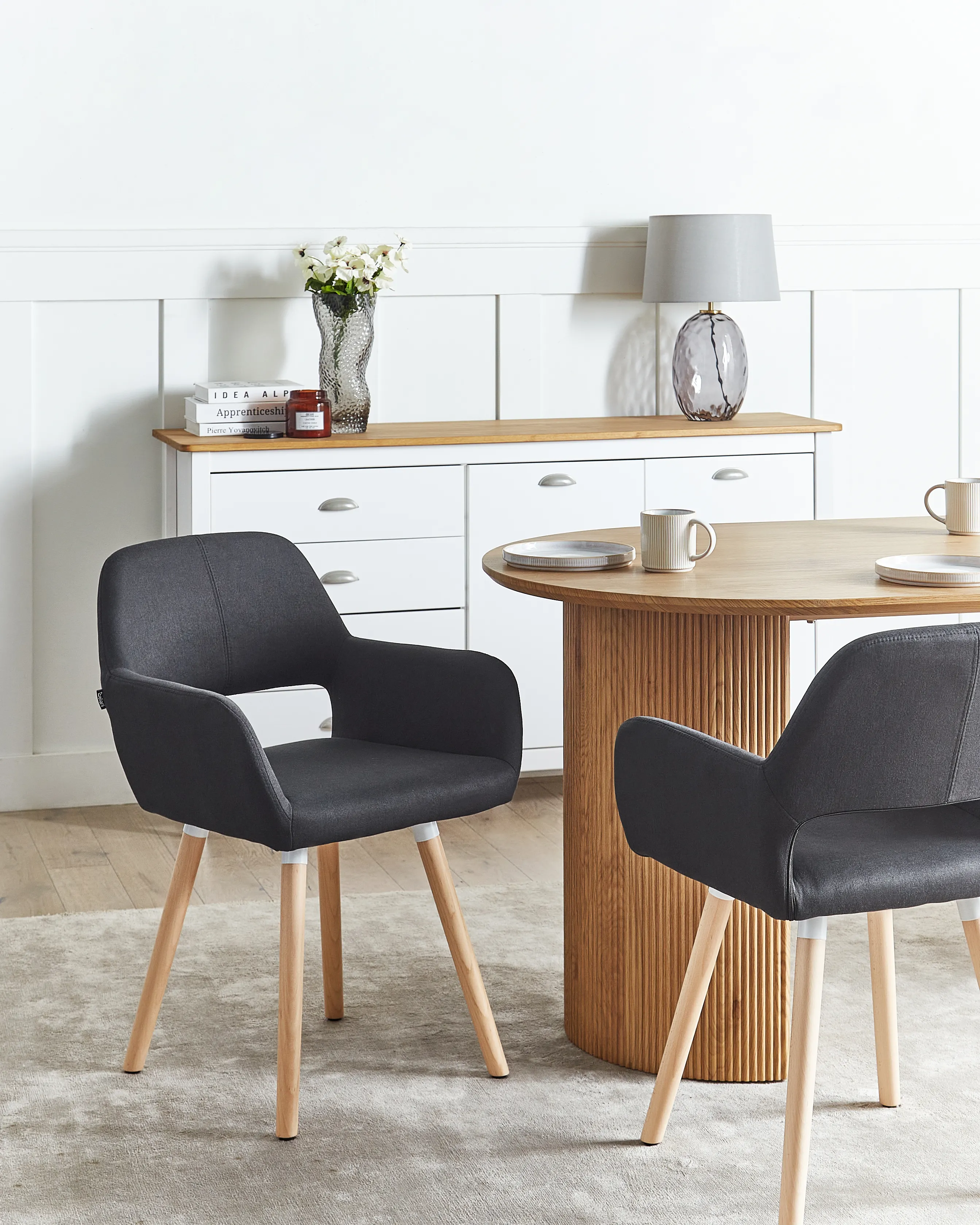 Set of 2 Dining Chairs CHICAGO Fabric Black